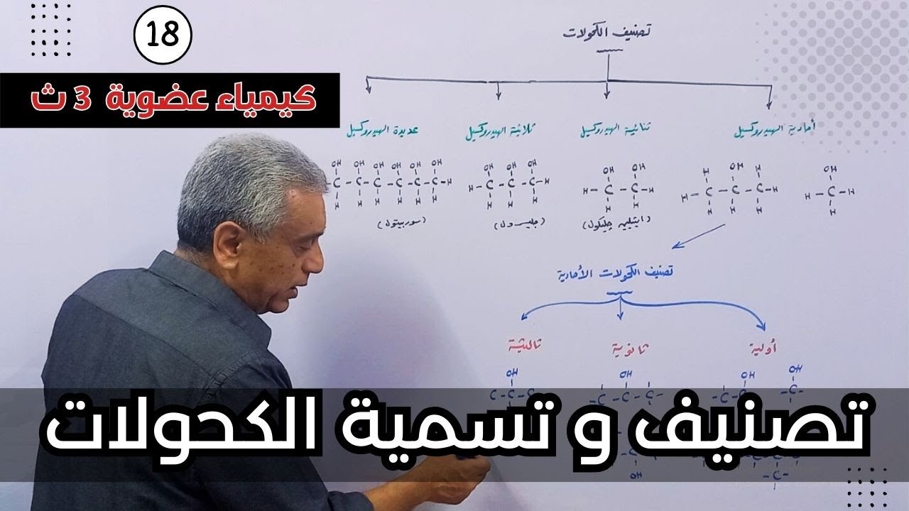 18 تصنيف و تسمية الكحولات 3ث/ حصة كيميا م سامح القدوسى/ #كيمياء_ثانوية_عامة #الصف_الثالث_الثانوى
