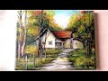 Acrylic Painting House In Autumn Using 4 Colors Landscape Scenery Art Drawing How Diy Easy