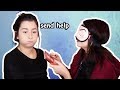 Blind schminken Challenge - Ally schminkt Laura BLIND!! + Strafe - unlikely