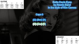 Bette Davis Eyes (Capo 3) In The Style Of Kim Carnes Play Along With Scrolling Guitar Chords &