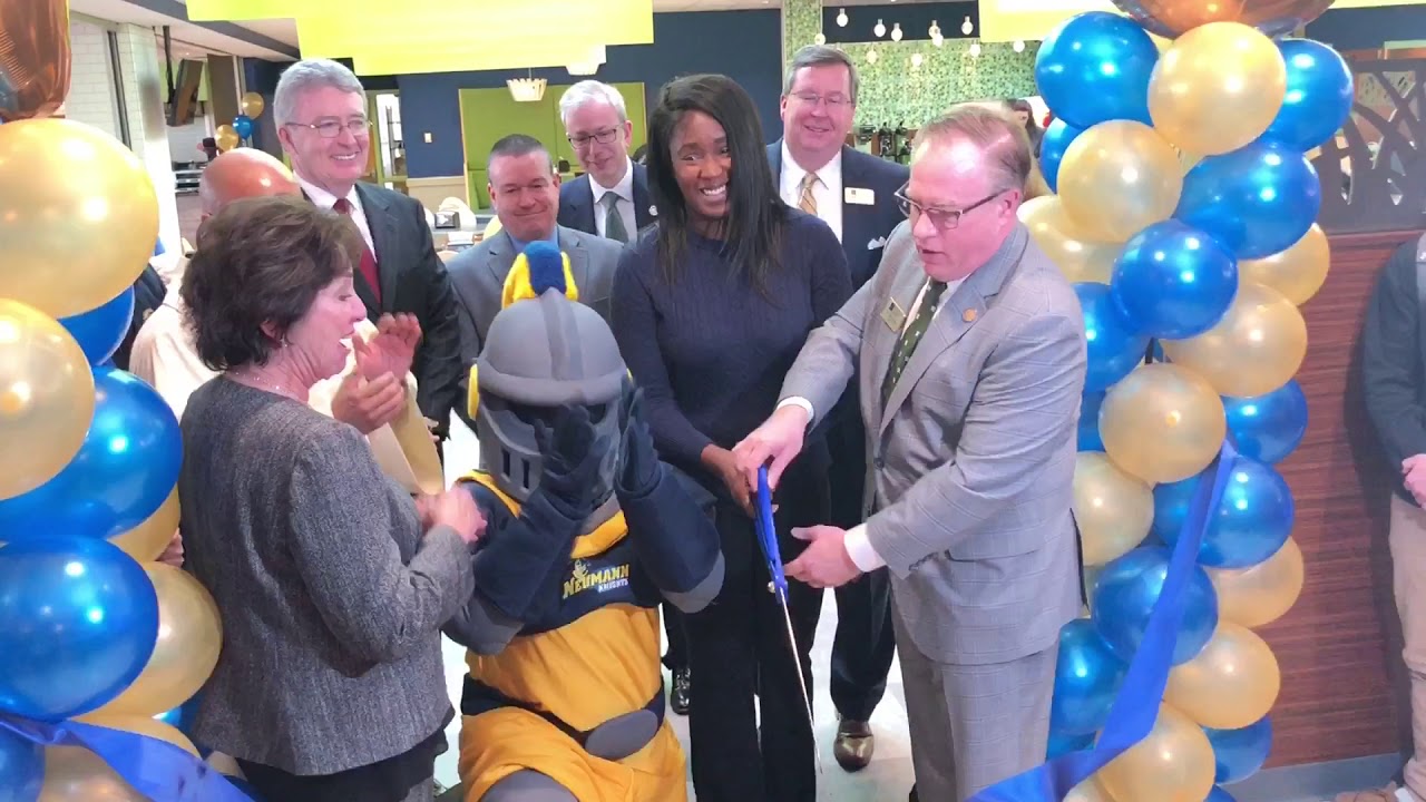 Neumann Ribbon Neumann University - Great Hall Dining Ribbon Cutting - YouTube