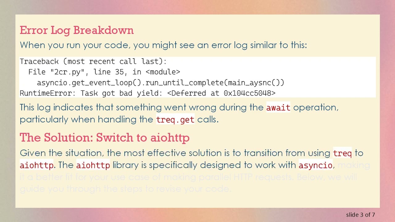 Solving the Task got bad yield Error in Python Asyncio with Treq