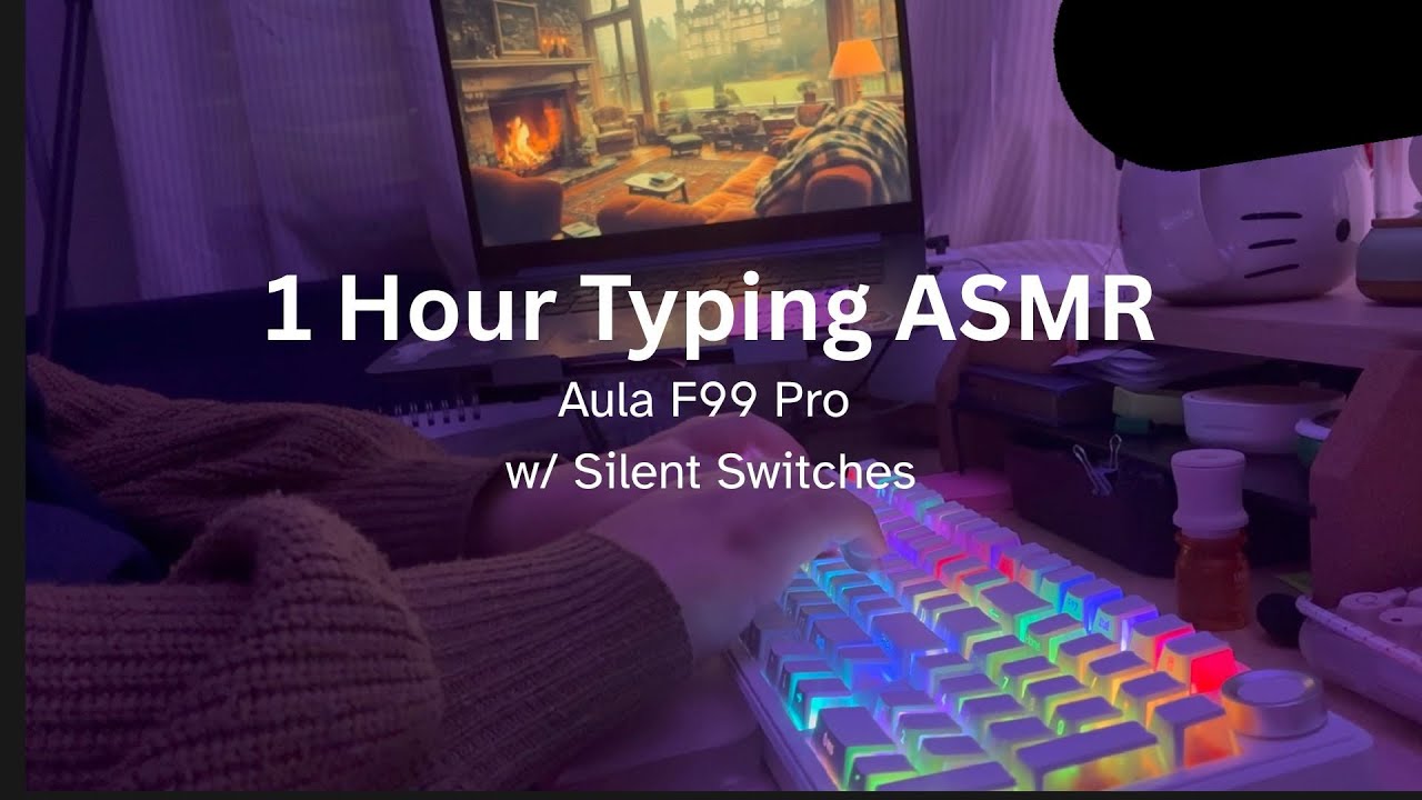 1Hour Typing ASMR Quiet thock on the Aula F99 Pro with Silent Switches ⌨️ 