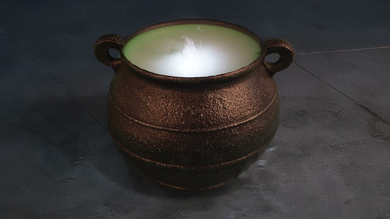 Chaudron Magique Sorcière Halloween Avec Lumière LED Et Bouteille Flottante