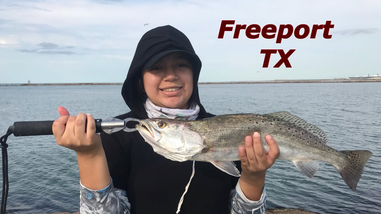 Freeport Jetties Fishing with jumbo shrimp YouTube