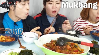 욱스 먹방) 매운 돼지갈비찜 만들어 먹기 (ft. 물미역 & 초고추장) ㅣ Spicy pork Ribs  ㅣ Mukbang(Eating Show)