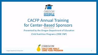 CACFP Center Sponsor Annual Training FY 2025