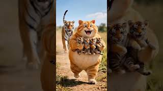 The big cat does a happy dance while roaring #ai #animation #shorts #creative #entertainment
