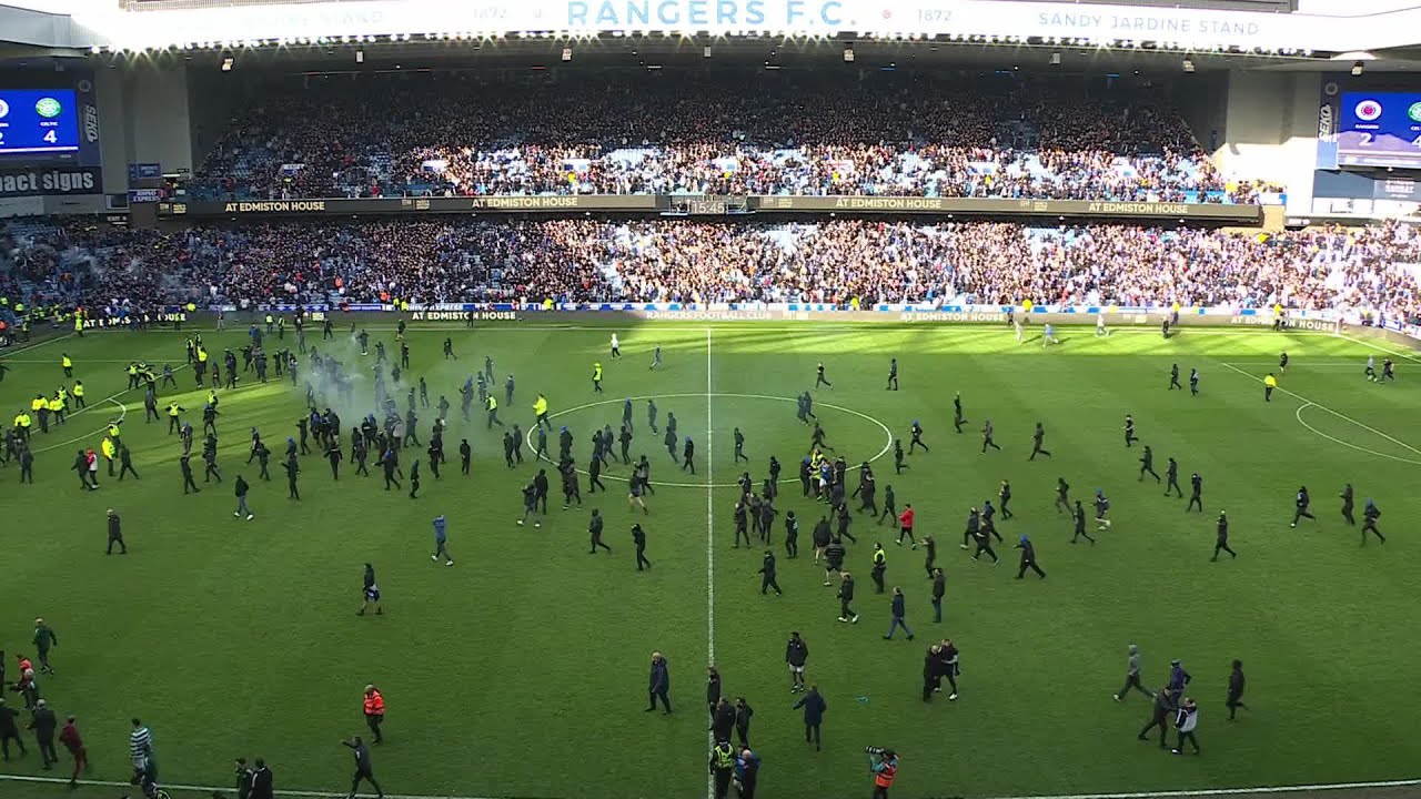 Full time scenes as Celtic's penalty shootout win vs Rangers leads to chaos at Ibrox