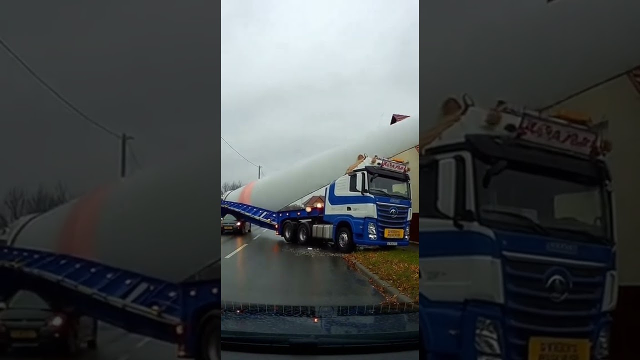 Фуру скрутило от веса лопасти ветрогенератора