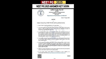 NEET PG 2025 Answer Key Soon 🔥 | NBEMS Official Notice  #neetpg2025 #neetpg