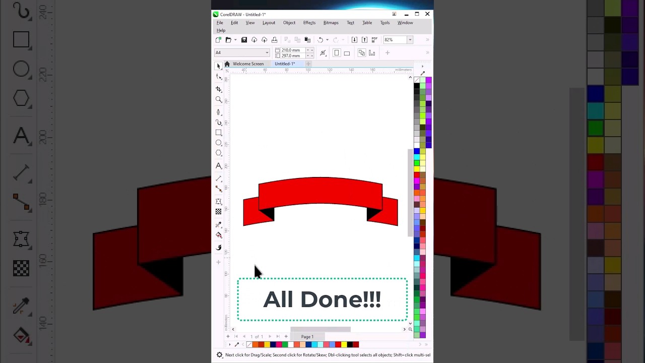 Ribbon Shape in Coredraw 