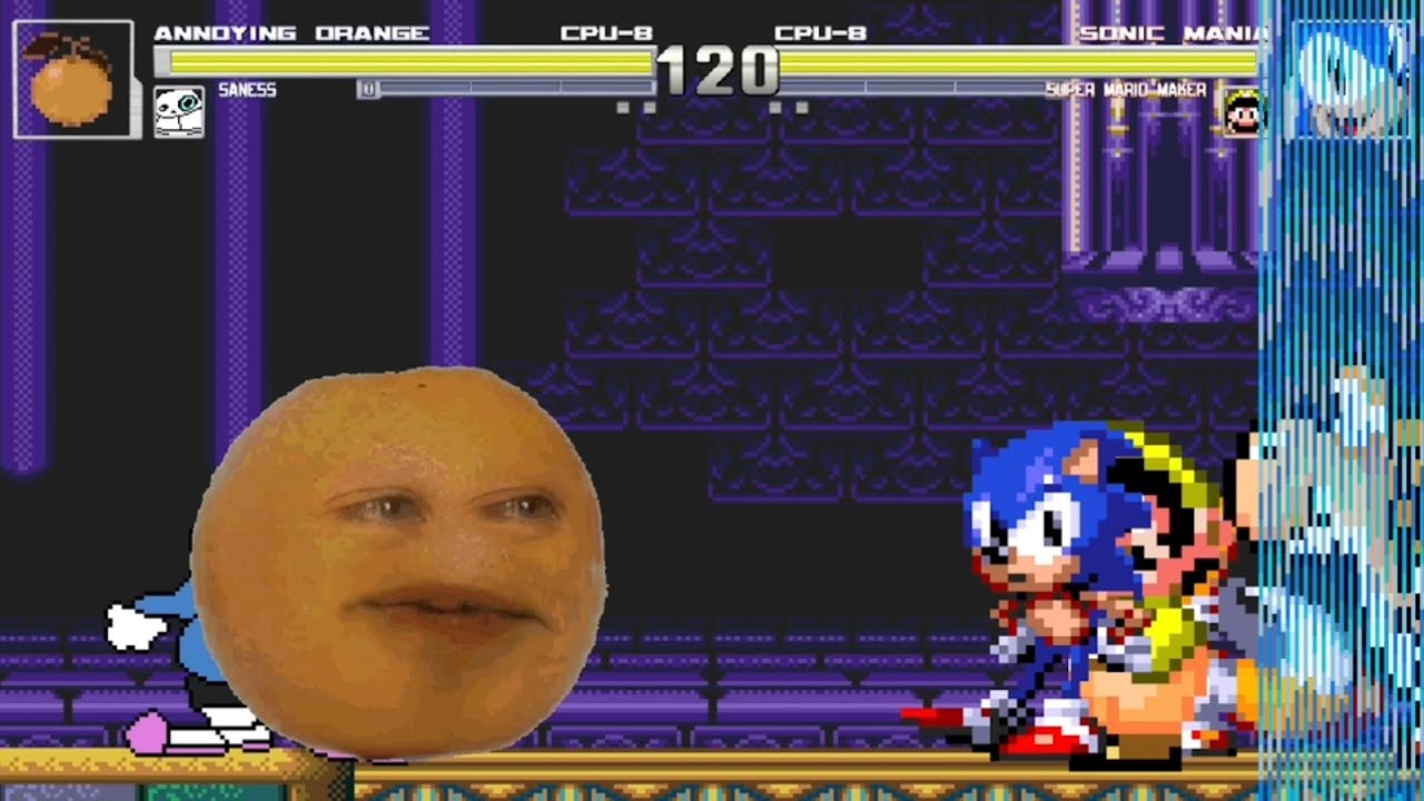 Annoying Orange/Saness vs. Sonic Mania/Super Mario Maker 2v2 | M.U.G.E.N