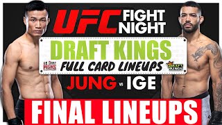 *FINAL* UFC Vegas 29: Korean Zombie vs Ige FULL CARD DraftKings Breakdown, Plays and Lineups