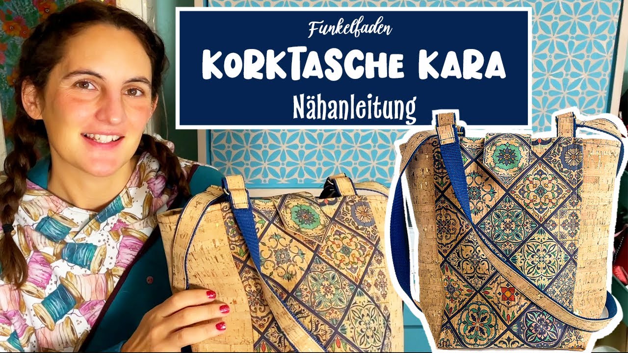 Nähanleitung Tasche nähen ✂️Funkelfaden Korktasche Kara Freebook ✂️  Nähen für Anfänger