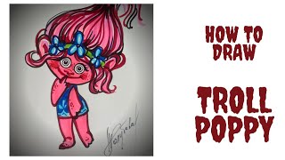 Как нарисовать РОЗОЧКУ ИЗ МУЛЬТИКА ТРОЛЛИ| Герои из мультфильма| How to draw Troll POPPY| pink POPPY