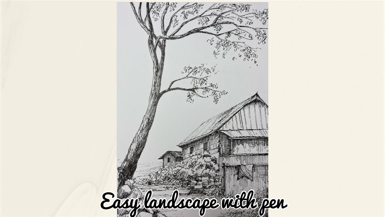 How to Draw Landscape | Easy Landscape for Beginners | Pen Sketch 
