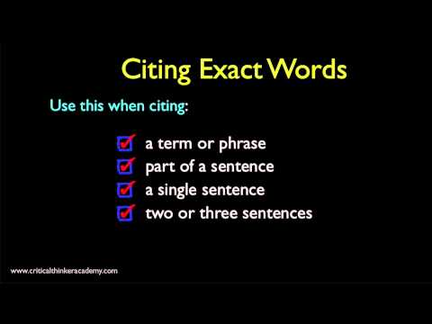 How to Cite Sources: Citing Exact Words