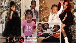 Cardi B Daughter Kulture and Her Sister Kalea Cuddle With Their Dad on Christmas Day (VIDEO)