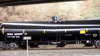 DOT-111 tank cars transporting crude, propane and diesel in Everett, WA on 1/18/14