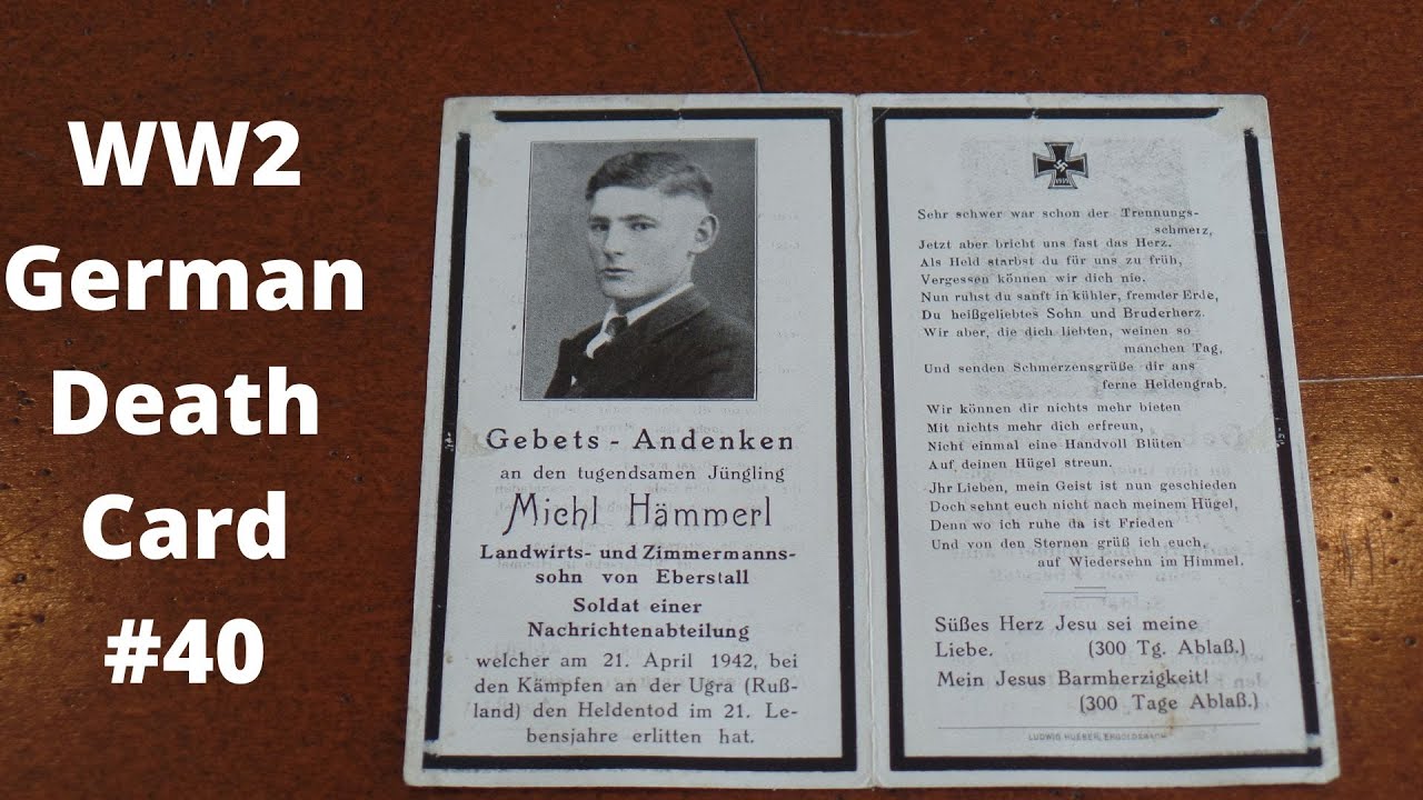 WW2 German Death Card 40 YouTube