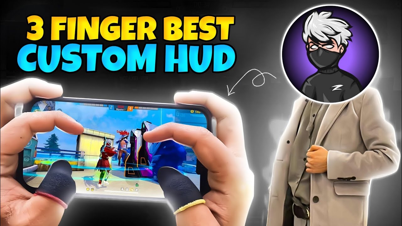 3 finger best custom hud code in free fire || @ZeroxFF full custom hud ...