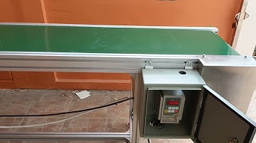 สายพานลำเลียง กล่องพัสดุ พร้อมเซ็นเซอร์ตรวจจับชิ้นงาน