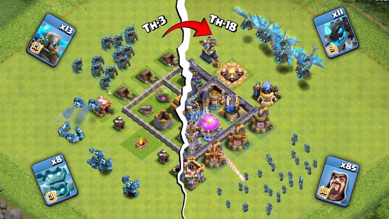 Ратуша 3, но ратуша 18 против всех максимальных войск! Clash of Clans