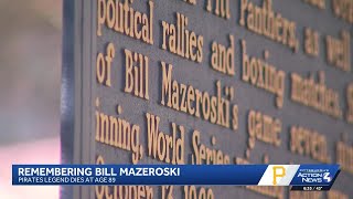 Bill Mazeroski remembered at Forbes Field wall in Oakland