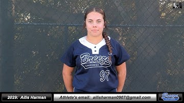 2029 Ailis Harman 3.6 GPA Speedy Middle Infielder & Outfielder Softball Recruiting Video - Ca Breeze