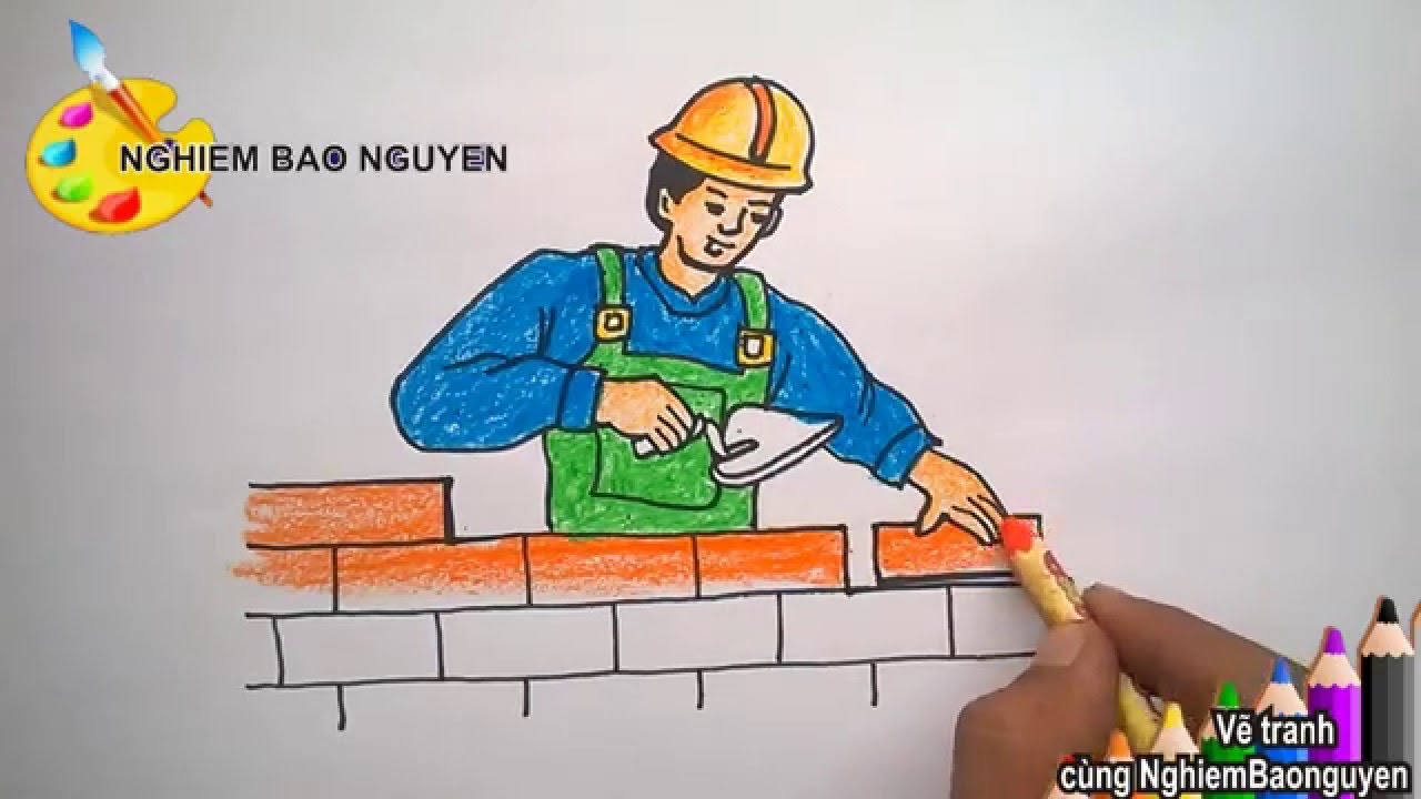 Vẽ chú Công nhân xây dựng/How to Draw Builder - YouTube