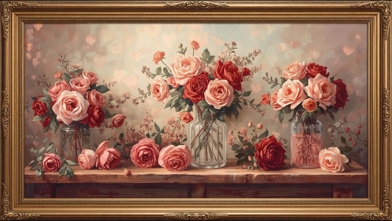 Vintage Roses & Romantic Valentine Ambience 🌹 Classic Floral Art - YouTube