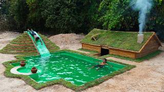 90Days Building Underground House With Water Slide To Swimming Pool