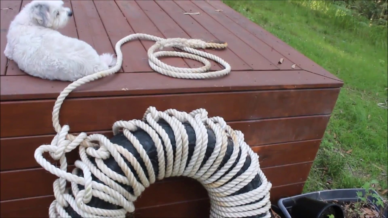 Sailing making DIY drogue/ fenders from old tyres - YouTube