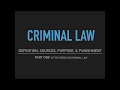 Criminal Law - Part One: Definition, Sources, Purpose & Punishment