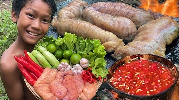 Decko streams, chapter: Primitive Foodie KH #016 Cooking and Eating Fish Eggs Deliciously