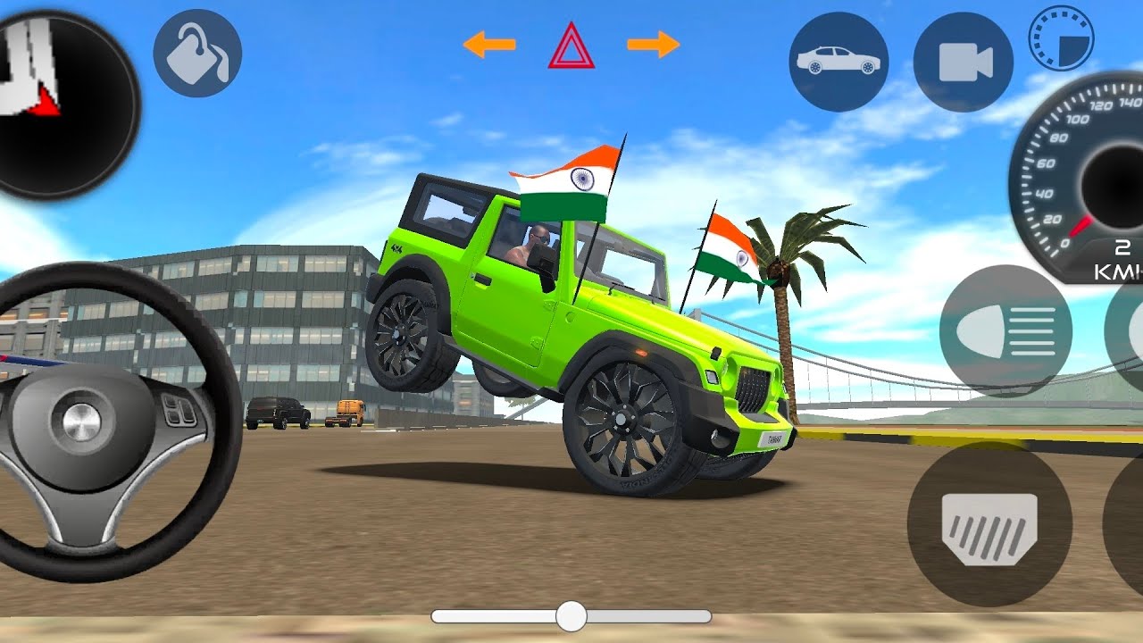 Modified Mahindra Thar Stunt Gameplay 😈 Indian Green Thar | Gadi Wala Game Android