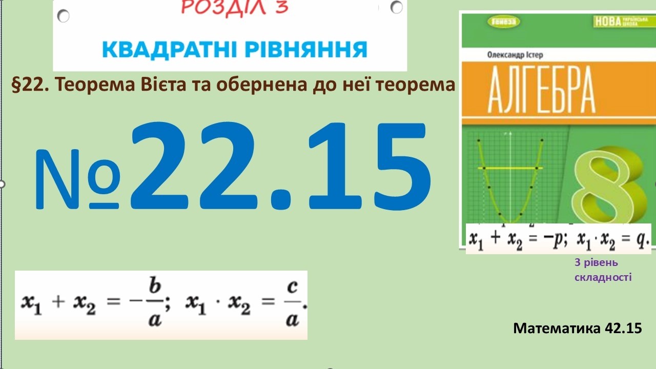 Істер Вправа 22.15 Алгебра 8 (Математика8 № 42.15 )НУШ-2025