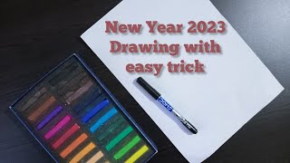 New Year Drawing 2023 With Soft pastels| New year Drawing| Soft Pastel  @ArtCartbySoni screenshot 1
