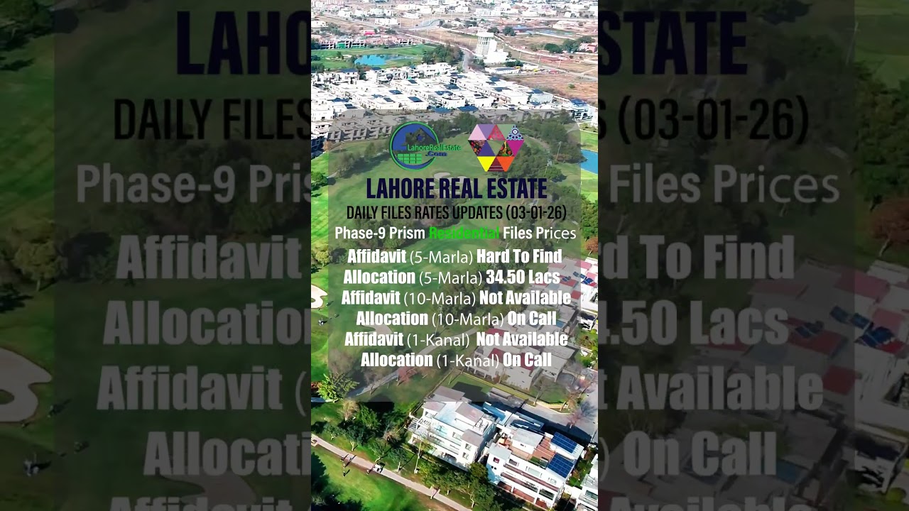 DHA File Rates 03 January 2025: Updated Prices for DHA Lahore Phase 10 & 13, Gujranwala & Quetta