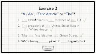 Zero Article & 'The': Special Uses - Exercise 2