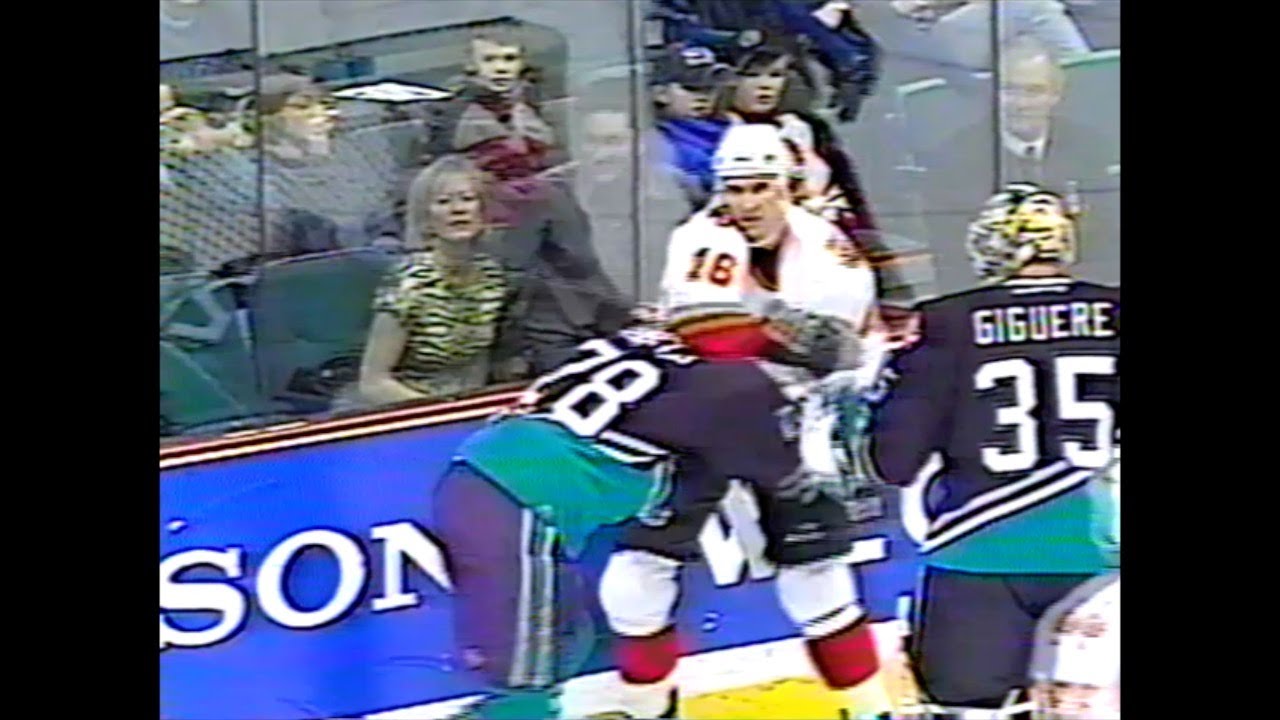 Calgary Flames Vs. Anaheim Ducks Donnybrook Dec. 8th, 2001 (Hi-Lites With Don Cherry Comments)