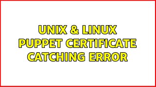 Unix & Linux: puppet certificate catching error (2 Solutions!!)