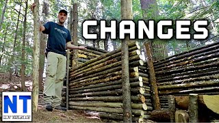 My bushcraft shelter is turning into a log cabin DIY