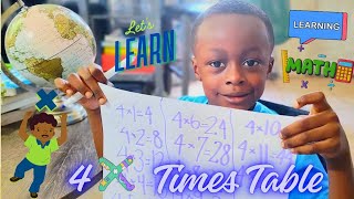 Learn the 4 Times Table with KelouG | Fun Multiplication Practice for Kids