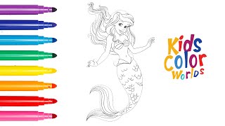 🌈✨ Magical Ariel Disney Coloring for Kids | Learn Colors with Fun! 🎨