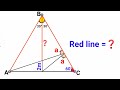 Can you find lenght of the red line? | (Fun Geometry Problem) | #math #maths | #geometry
