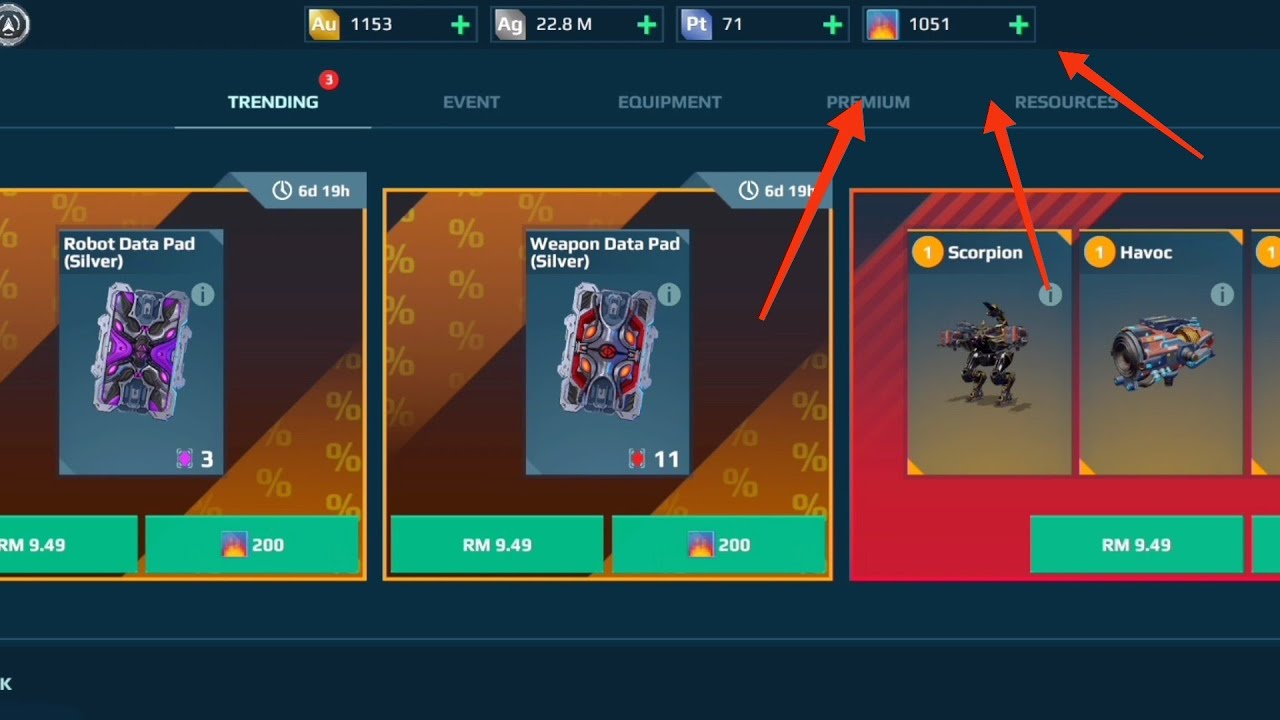 BUYING AND SPENDING 1000 D-GEMS IN WAR ROBOTS!