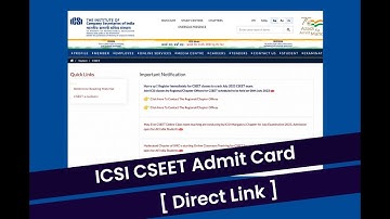 ICSI CSEET 2023 Admit Card released on icsi.edu; Download here