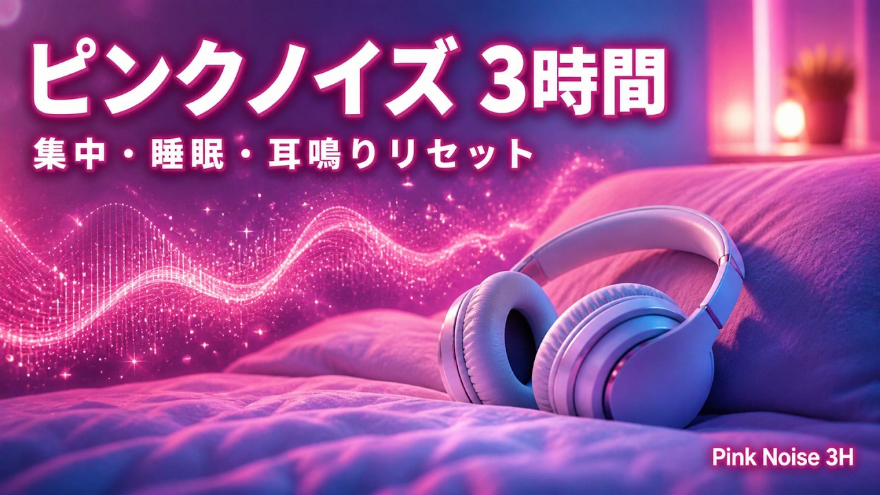 【ピンクノイズ 3時間】集中・睡眠・耳鳴りリセット｜ADHD対策・作業用BGM・ASMR代替｜Pink Noise 3 Hours